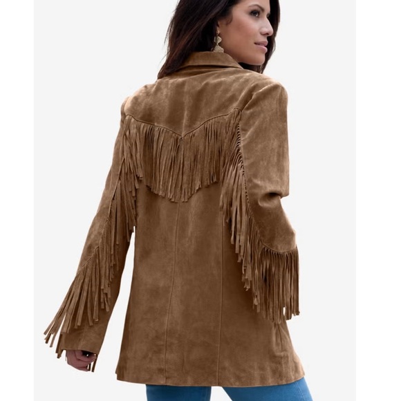 ROAMAN’S TAN SUEDE FRINGE JACKET - Picture 2 of 8